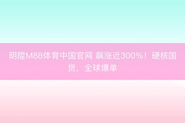 明陞M88体育中国官网 飙涨近300%！硬核国货，全球爆单