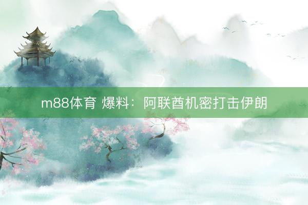 m88体育 爆料：阿联酋机密打击伊朗
