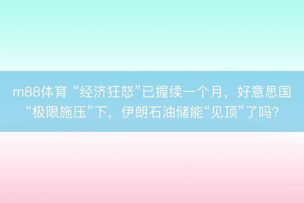 m88体育 “经济狂怒”已握续一个月，好意思国“极限施压”下，伊朗石油储能“见顶”了吗？