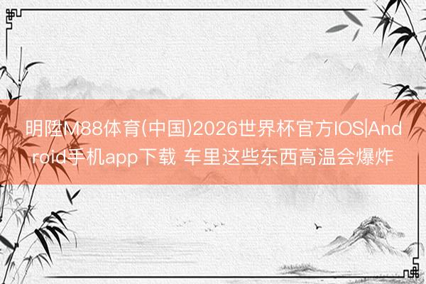 明陞M88体育(中国)2026世界杯官方IOS|Android手机app下载 车里这些东西高温会爆炸