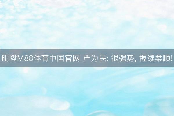 明陞M88体育中国官网 严为民: 很强势， 握续柔顺!