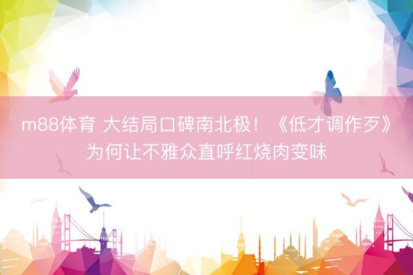 m88体育 大结局口碑南北极！《低才调作歹》为何让不雅众直呼红烧肉变味