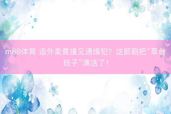 m88体育 追外卖竟撞见通缉犯？这部剧把“草台班子”演活了！