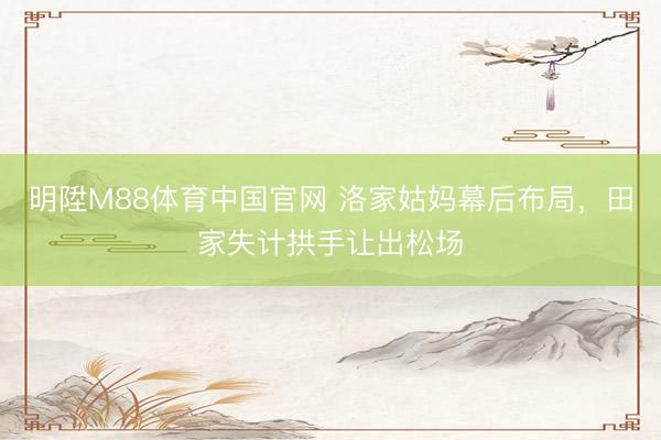 明陞M88体育中国官网 洛家姑妈幕后布局,田家失计拱手让出松场