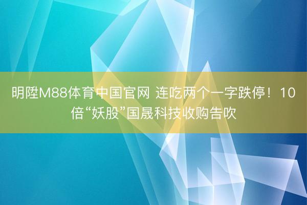 明陞M88体育中国官网 连吃两个一字跌停！10倍“妖股”国晟科技收购告吹