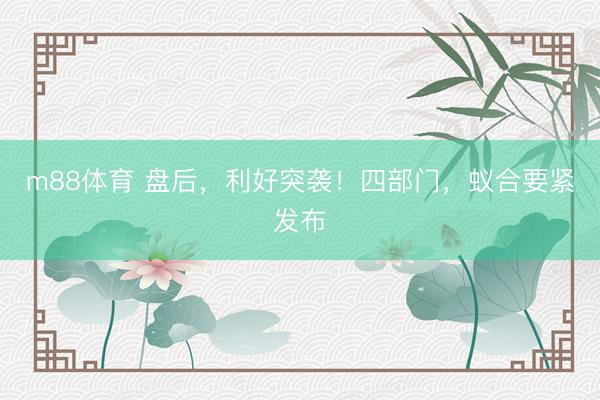 m88体育 盘后，利好突袭！四部门，蚁合要紧发布